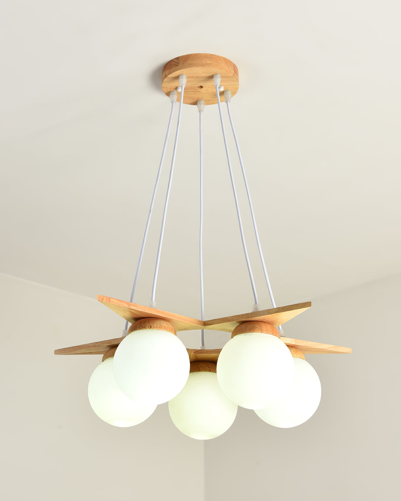 Wooden Star With Glass Chandelier, view 28