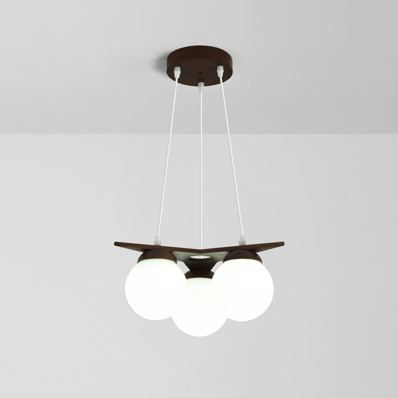 Wooden Star With Glass Chandelier, alternate view
