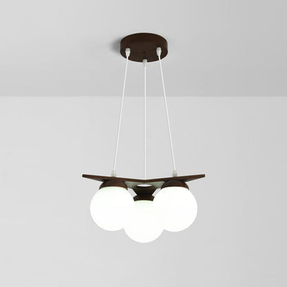 Wooden Star With Glass Chandelier, alternate view