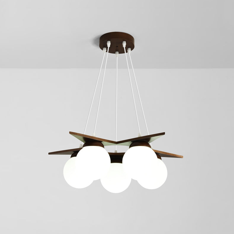 Wooden Star With Glass Chandelier, view 4