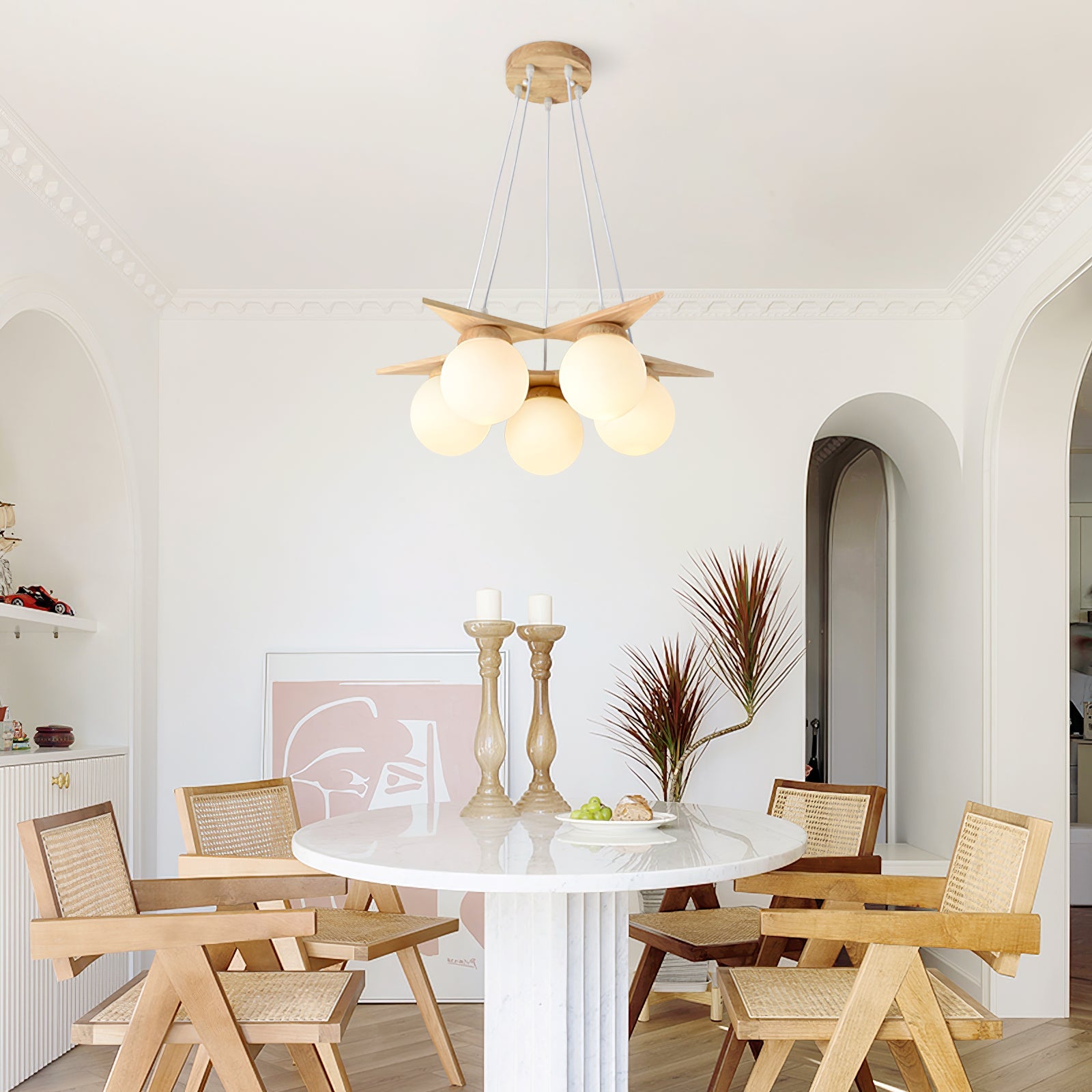 Wooden Star With Glass Chandelier, view 8